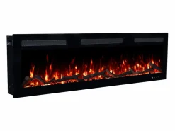 Outlet Chimenea eléctrica MONARCH 107 - fuego premium - de pared y empotrados - 107x13x35 cm - chimenea LED con calefacción 900/1800 W Negro