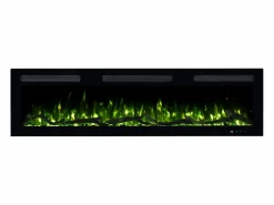 Outlet Chimenea eléctrica MONARCH 107 - fuego premium - de pared y empotrados - 107x13x35 cm - chimenea LED con calefacción 900/1800 W Negro