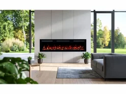 Best Chimenea eléctrica MONARCH 127 - fuego premium - de pared y empotrados - 127x13x35 cm - chimenea LED con calefacción 900/1800 W Negro