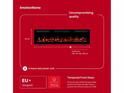 Chimenea eléctrica MONARCH 152 - fuego premium - de pared y empotrados - 152x13x35 cm - chimenea LED con calefacción 900/1800 W
