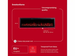 New Chimenea eléctrica REGAL 106 - fuego premium - de pared y empotrados - 106x35x12 cm - chimenea LED decorativa con calefacción 900/1800 W Negro