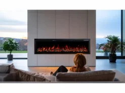 New Chimenea eléctrica REGAL 106 - fuego premium - de pared y empotrados - 106x35x12 cm - chimenea LED decorativa con calefacción 900/1800 W Negro