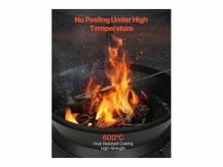 Chimenea Exterior SucceBuy, de Hierro de 56 cm, con Reja y Tapa de Chimenea, para Reuniones en el Jardín, Acampadas y Fiestas al Aire Libre