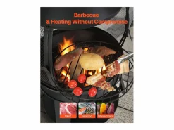 Chimenea Exterior SucceBuy, de Hierro de 56 cm, con Reja y Tapa de Chimenea, para Reuniones en el Jardín, Acampadas y Fiestas al Aire Libre