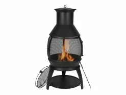 Chimenea Exterior SucceBuy, de Hierro de 56 cm, con Reja y Tapa de Chimenea, para Reuniones en el Jardín, Acampadas y Fiestas al Aire Libre