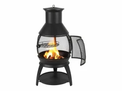 Chimenea Exterior SucceBuy, de Hierro de 56 cm, con Reja y Tapa de Chimenea, para Reuniones en el Jardín, Acampadas y Fiestas al Aire Libre