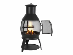 Chimenea Exterior SucceBuy, de Hierro de 56 cm, con Reja y Tapa de Chimenea, para Reuniones en el Jardín, Acampadas y Fiestas al Aire Libre