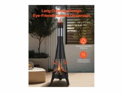 Best Chimenea Exterior SucceBuy, de Hierro de 51 cm, con Reja y Tapa de Chimenea, para Reuniones en el Jardín, Acampadas y Fiestas al Aire Libre Brasero