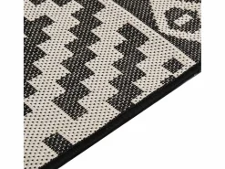 Best Garden Furniture Christiaan Alfombra de exterior de tejido plano rayas negras 100x200 cm Negro