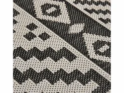 Best Garden Furniture Christiaan Alfombra de exterior de tejido plano rayas negras 100x200 cm Negro