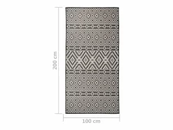 Best Garden Furniture Christiaan Alfombra de exterior de tejido plano rayas negras 100x200 cm Negro