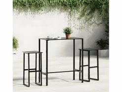 Discount Garden Furniture Chrysto Mesa alta de bar acero recubrimiento polvo 100x50x110 cm Negro