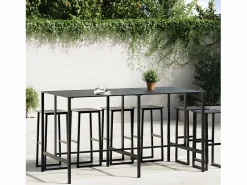 Online Garden Furniture Chrysto Mesa alta de bar acero recubrimiento polvo 200x100x110 cm Negro