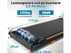 Cinta de correr compacta y portátil 2 en 1 para casa o oficina con pantalla LED para caminar, correr y trotar, capacidad de 120 kg (111 x 49 x 10,5 cm)