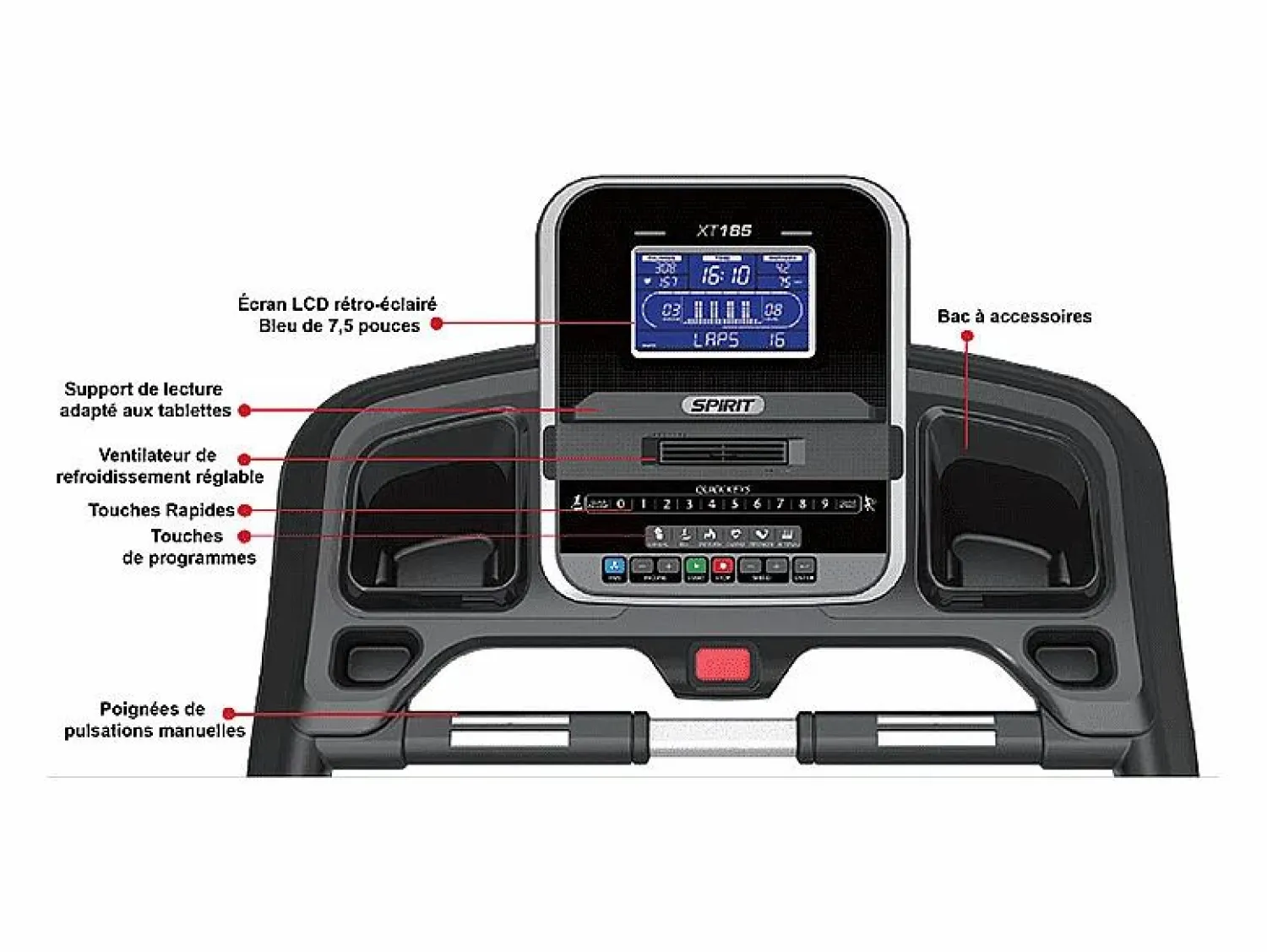 Outlet Cinta de correr motorizada XT185 16KM/H - Spirit Fitness Negro