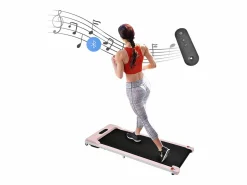 Cinta de correr plegable 2 en 1, control remoto, 1-6 km/h, pantalla LED, altavoz Bluetooth, soporte para teléfono, metal (130 x 58 x 13 cm)