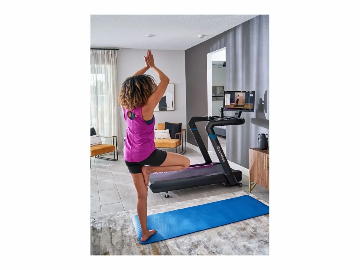 Cinta de correr plegable conectada - Modelo STRIDE 8S-22 - ECHELON - Hogar/Apartamento - Pantalla giratoria HD de 22 pulgadas