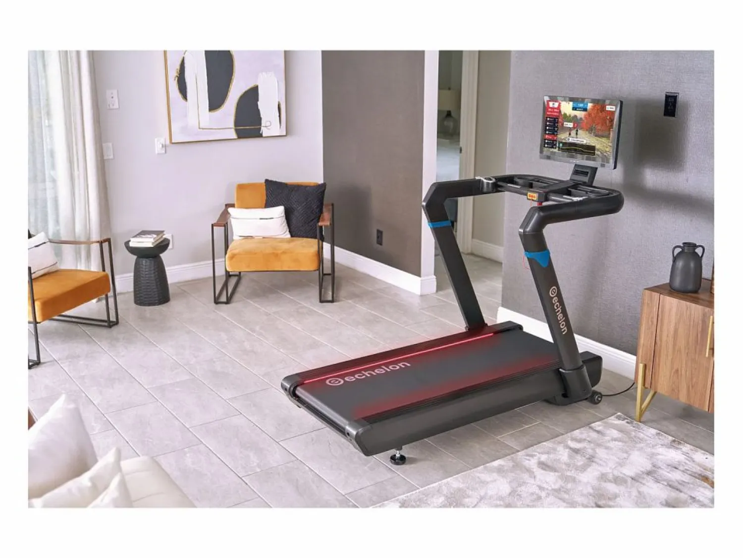 Cinta de correr plegable conectada - Modelo STRIDE 8S-22 - ECHELON - Hogar/Apartamento - Pantalla giratoria HD de 22 pulgadas