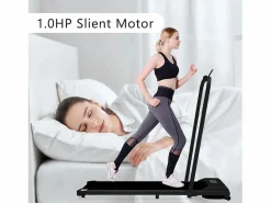 Sale Cinta de correr plegable 2 en 1 para casa/oficina, 1-6 km/h, LED, Bluetooth, soporte para teléfono, metal (130 x 58 x 13 cm) Cinta De Correr