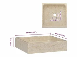 Sale Garden Furniture Claire-Céleste Lavabo mármol 40x40x10 cm Crema