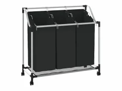 Outlet Clasificador de ropa con 3 bolsas Acero Negro