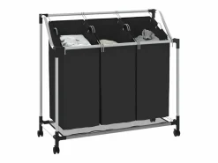 Outlet Clasificador de ropa con 3 bolsas Acero Negro