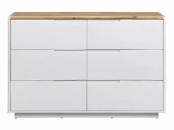 Vente-unique Cómoda - 6 cajones - MDF - Lacado blanco y Roble - AMANI