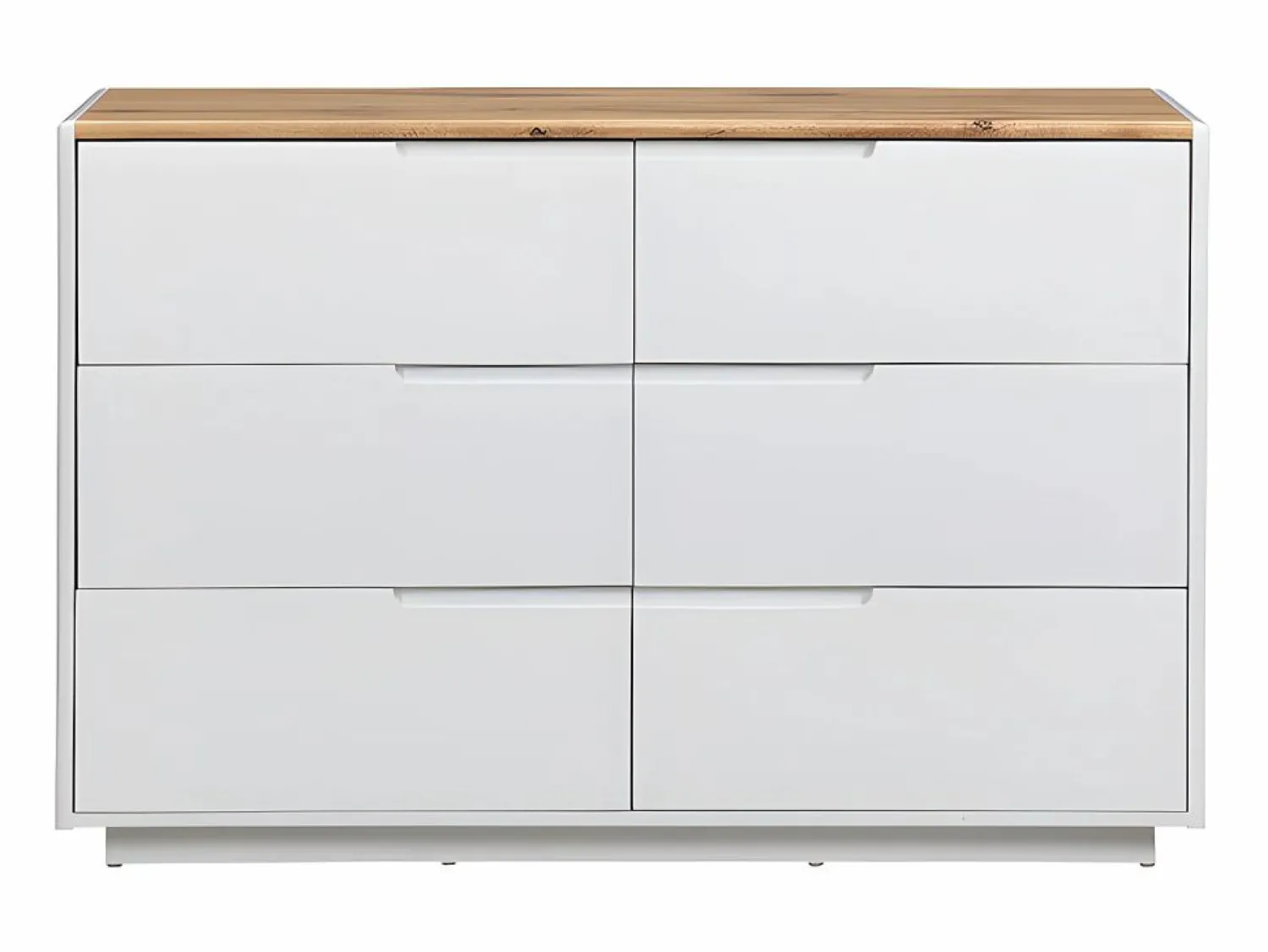 Vente-unique Cómoda - 6 cajones - MDF - Lacado blanco y Roble - AMANI