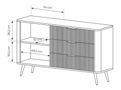 Cómoda: 3 cajones, 1 puerta, cachemir, patas doradas, 138,2 x 81,2 x 38 cm