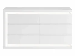 Discount Vente-unique Cómoda 6 cajones con LEDs MDF lacado - FLARANCIA Blanco