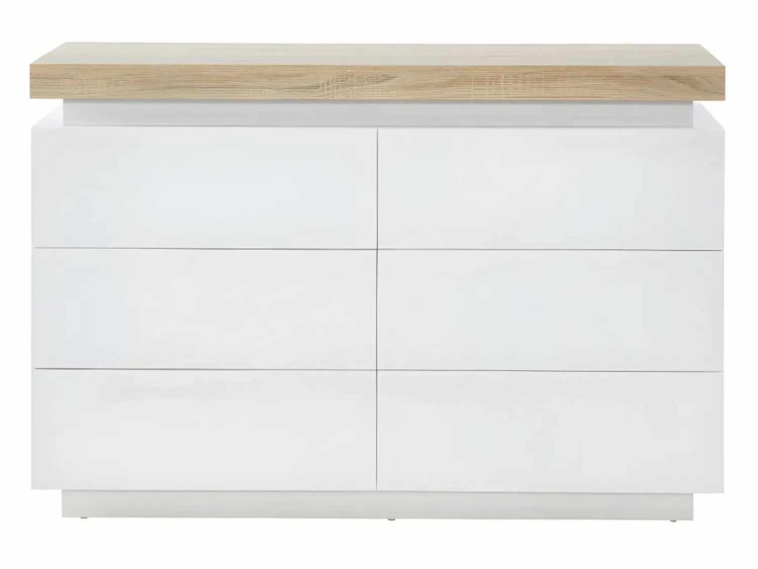 Vente-unique Cómoda 6 cajones de MDF lacado con LEDs HALO II. Color: roble y blanco