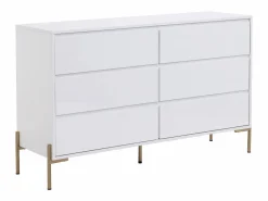 Vente-unique Cómoda 6 cajones de MDF y metal lacado y dorado - KORASA