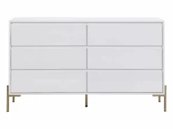 Vente-unique Cómoda 6 cajones de MDF y metal lacado y dorado - KORASA