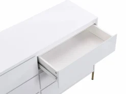 Vente-unique Cómoda 6 cajones de MDF y metal lacado y dorado - KORASA