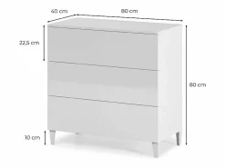 Cómoda 3 cajones Loft - L80 cm Cómoda