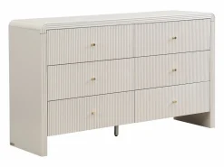 New Vente-unique Cómoda 6 cajones MDF color y dorado - MIRENALO Beige