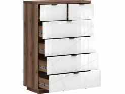 Discount Petits-Meubles Cómoda 6 cajones Sven Blanco y Madera Color natural claro