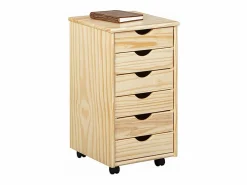 New Cómoda archivador de oficina Nilar con ruedas, 6 cajones color natural. Cajonera De Escritorio