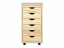 New Cómoda archivador de oficina Nilar con ruedas, 6 cajones color natural. Cajonera De Escritorio