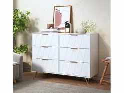 Cómoda, armario con 6 cajones,100 x 34 x 73 cm, aparador para salón, elegante estilo escandinavo, color
