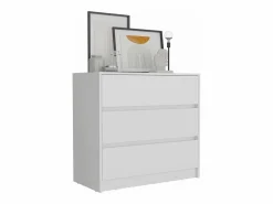 Best TuHome Cómoda Austin en melamina con tres cajones de riel metalico , 80 cm X 85 cm X 42 cm , Blanco