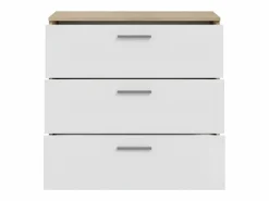 DKD Home decor Cómoda BASJANA - 3 cajones - roble sonoma y mate - 80,2 x 41,3 x 75,8 cm