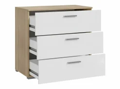 DKD Home decor Cómoda BASJANA - 3 cajones - roble sonoma y mate - 80,2 x 41,3 x 75,8 cm