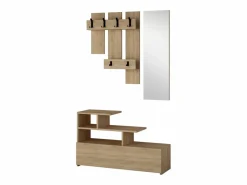 Concept-Usine Cómoda blanca y madera de 4 cajones LODZ Marru00f3n