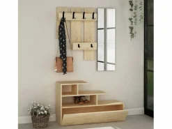 Concept-Usine Cómoda blanca y madera de 4 cajones LODZ Marru00f3n