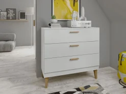 Les Tendances Cómoda blanca y patas de madera de roble Blanka