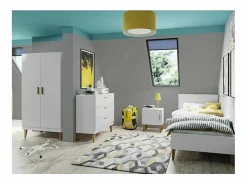 Les Tendances Cómoda blanca y patas de madera de roble Blanka