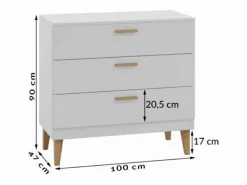 Les Tendances Cómoda blanca y patas de madera de roble Blanka