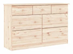 Discount vidaxl Cómoda cajonera ALTA madera maciza pino 112x35x73 cm Color natural claro