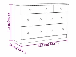 Discount vidaxl Cómoda cajonera ALTA madera maciza pino 112x35x73 cm Color natural claro
